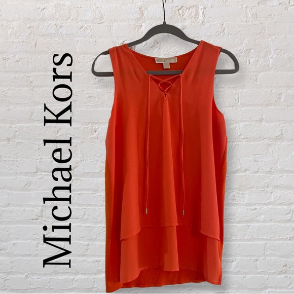 Michael Kors Orange Sleeveless Flowy Blouse, Size Medium - Picture 2 of 4